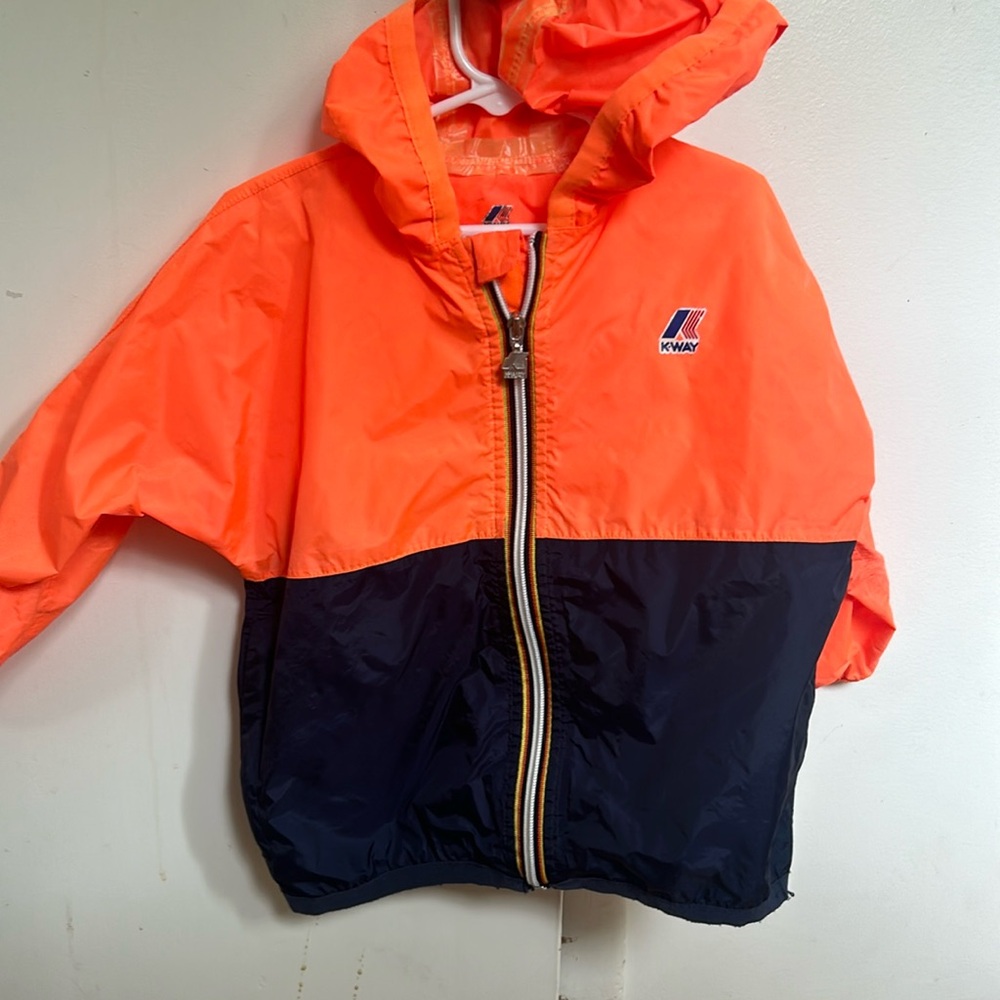 K-Way for Crewcuts super cute neon and navy zip jacket
